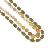 A selection of hardstone necklaces, to include ten mainly agate bead necklaces, five single-rows