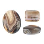 A selection of banded agate and hardstone pieces, to include seven banded agate cut stones, two dyed