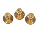 A set of three dress studs. Each of textured design. Diameter of dress stud faces 0.6cm. Weight 5.