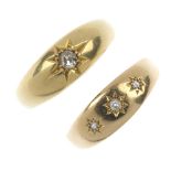 Two 18ct gold diamond rings. To include an early 20th century old-cut diamond ring star-set to the