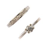 Two 18ct gold rings. To include a brilliant-cut diamond single-stone ring, together with a