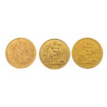 (155434) A selection of five half-sovereigns. Dated 1909, 1912 and 1914. Weight 19.9gms.