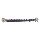 An early 20th century platinum and 14ct gold sapphire and diamond brooch. The rectangular-shape