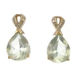 Two pairs of 9ct gold gem-set earrings. To include a pair of brilliant-cut diamond bi-colour