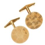 Two pairs of early to mid 20th century 9ct gold cufflinks. The first pair each designed a