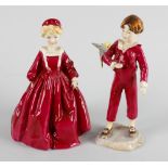 Two Royal Worcester figures, 'Grandmother's Dress', a young girl in oversized pink dress, and 'The