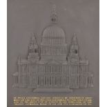 A 20th century limited edition Wedgwood black basalt plaque of St. Paul's Cathedral, moulded in