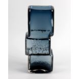 A rare large 1960s Whitefriars indigo glass 'drunken bricklayer' vase. Designed by Geoffrey