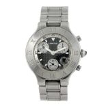 CARTIER - a Chronoscaph 21 chronograph bracelet watch. Reference 2424, serial 807043LX. Signed