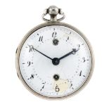 An open face alarm pocket watch. Silver case, hallmarked Birmingham 1885. Unsigned key wind full