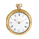 A pair case pocket watch by James Howden. Case testing as 22ct gold with gilt decorated outer