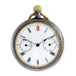 An open face quarter repeater pocket watch. Gunmetal case. Numbered 11725. Unsigned keyless wind