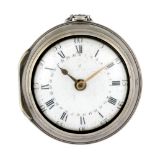 A pair case pocket watch by J. Richards. Silver case, hallmarked London 1772. Signed key wind full