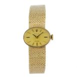 ROLEX - a lady's Precision bracelet watch. 9ct yellow gold case, hallmarked London 1969. Numbered