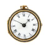 An open face pocket watch by A. Hare. Shell case. Signed key wind full plate fusee and chain