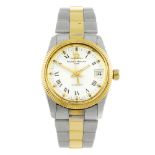 BAUME & MERCIER - a mid-size Riviera bracelet watch. Stainless steel case with yellow metal bezel.