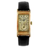 ROLEX - a gentleman's Prince wrist watch. 9ct yellow gold case, import hallmarked Glasgow 1929.