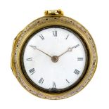 A possibly George II pair case striking pocket watch by Grant, London. Perforated gilt inner and