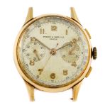 BAUME & MERCIER - a gentleman's chronograph watch head. Yellow metal case, stamped 18K with poincon.