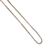 An early 20th century 9ct gold chain. Designed as a series of faceted belcher-links, clasp