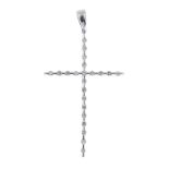 An 18ct gold diamond cross. The knife-edge bars, with brilliant-cut diamonds spaced along their