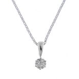 A 9ct gold diamond cluster pendant and a single ear stud. To include a brilliant-cut diamond cluster