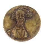 Charles Dickens 1983, cast bronze medal by Ronald Searle in high relief, half-length bust facing,