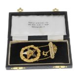 Masonic, Lily of Midlothian Lodge No. 108, a 9ct gold and enamel jewel with personal inscription