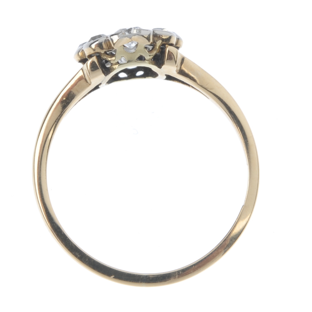 An early 20th century 15ct gold diamond cluster ring. The old and single-cut diamond cluster, to the - Image 4 of 4