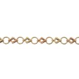 A bracelet. Of bi-colour design, comprising a series of circular-shape links, with stylised knot