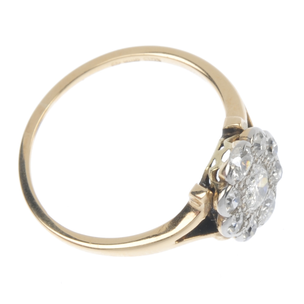An early 20th century 15ct gold diamond cluster ring. The old and single-cut diamond cluster, to the - Image 3 of 4