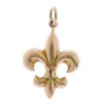 A fleur-de-lys pendant. Length 2.4cms. Weight 2.2gms. Overall condition very good. Length includes