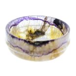 A Blue John bowl. Millers Vein The steep-sided circular body with a band of violet-edged lilac