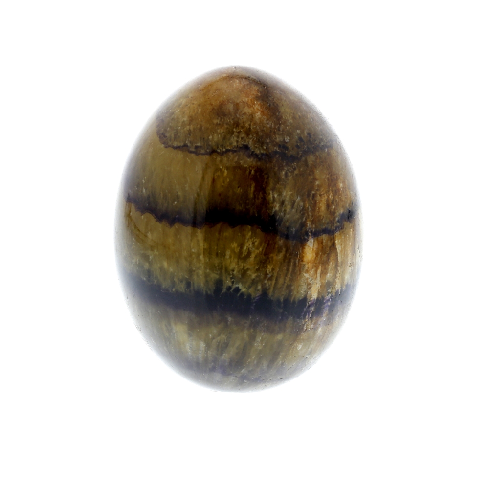 A large Blue John egg. With spaced bands of violet veining, 90mm long, 657gms. A few natural flaws