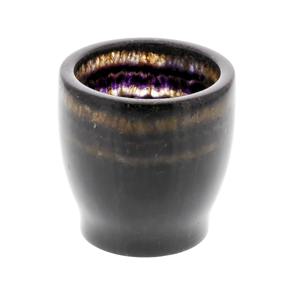 A Blue John egg cup. Twelve Vein The tapering circular body with parallel rim banding, incised