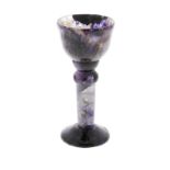 A small Blue John goblet. Treak Cliff Blue Vein The tapering bowl on a knopped tapering stem and