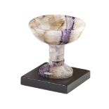 A small Blue John pedestal bowl. Millers Vein The dished circular top with broad band of dark-