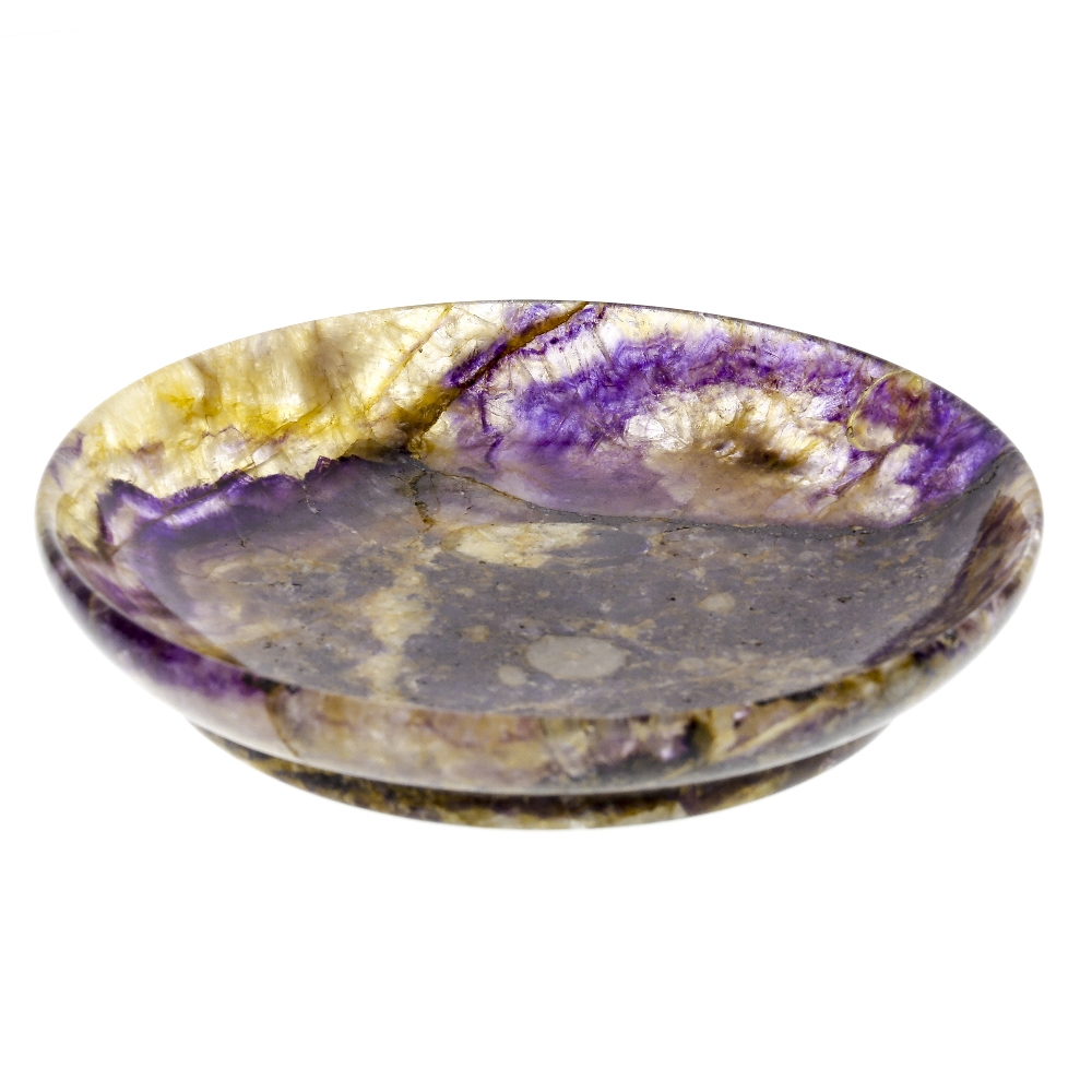 A Blue John saucer dish. Blue John Cavern vein group, possibly New Cavern vein The shallow