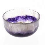 A signed Blue John bowl. Treak Cliff Blue Vein Of steep-sided circular form with a band of