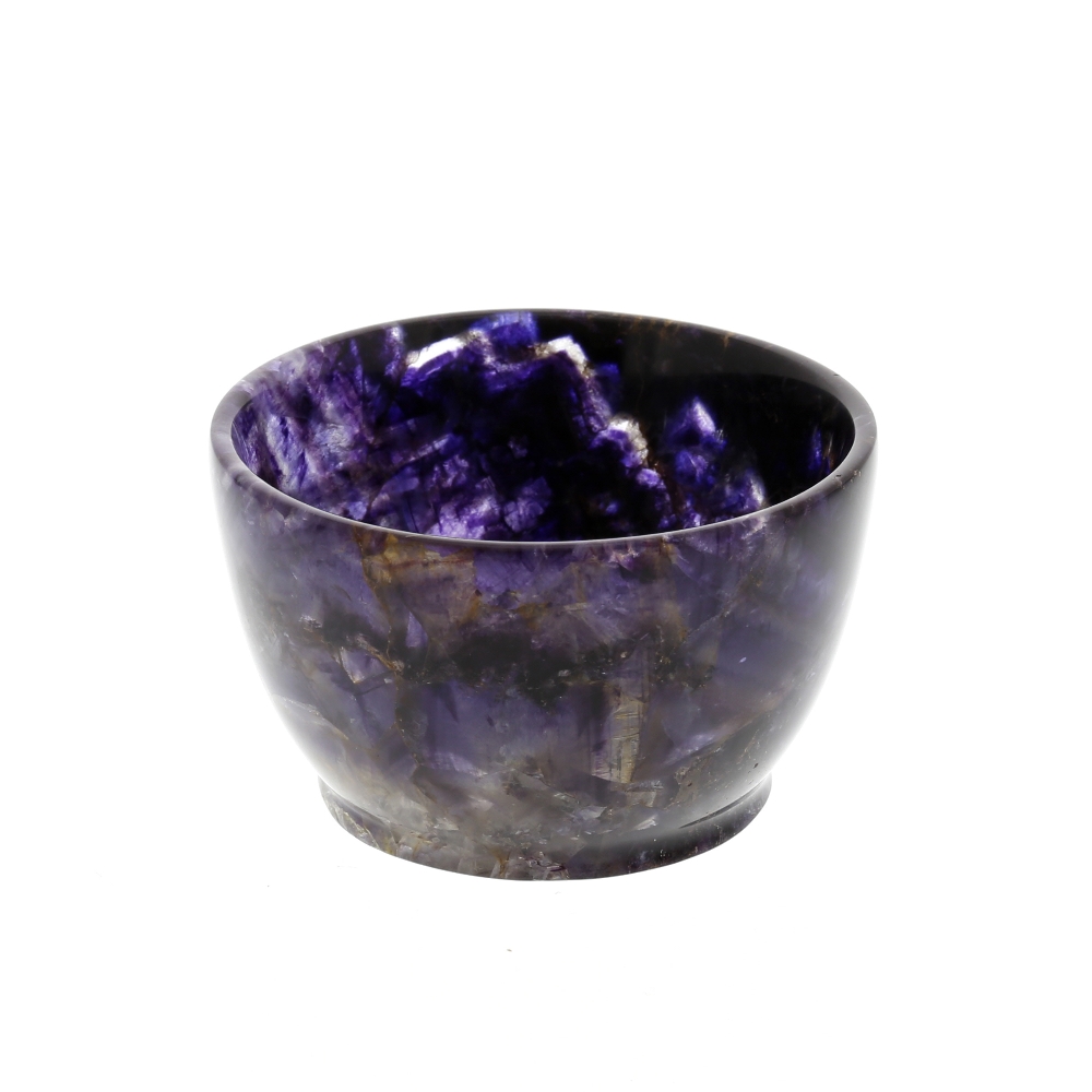 A Blue John bowl. Treak Cliff Blue Vein, attributed to Cyril Adamson Of steep-sided circular form