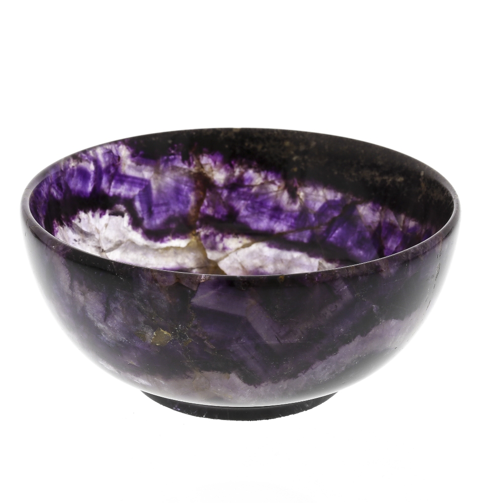 A Blue John bowl Treak Cliff Blue Vein. Attributed to Cyril Adamson Of footed hemispherical form