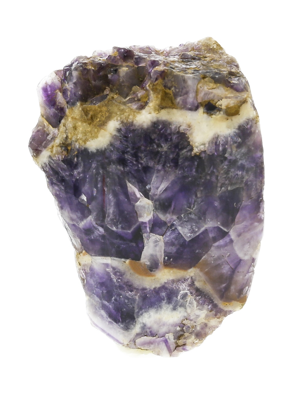 Two chevron amethyst samples The first of irregular boulder form, the two polished faces with good