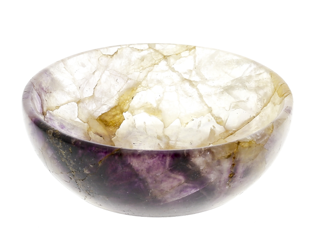 A Blue John shallow bowl or dish. Blue John Cavern vein group Of squat circular form, shading