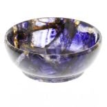 A Blue John bowl. Winnats Five Vein Of hemispherical form with mottling and veining shading from