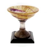 A Blue John pedestal dish or tazza. Blue John Cavern Five Vein The stepped tapering bowl with