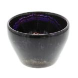 A Blue John bowl. Twelve vein Of rounded funnel form with bands of amethyst and dark violet