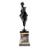 A 19th bronze figure with Blue John base The cast patinated female figure modelled as a maiden