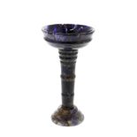 A Blue John pedestal cup. Treak Cliff Blue Vein The squat ogee bowl with flared rim over