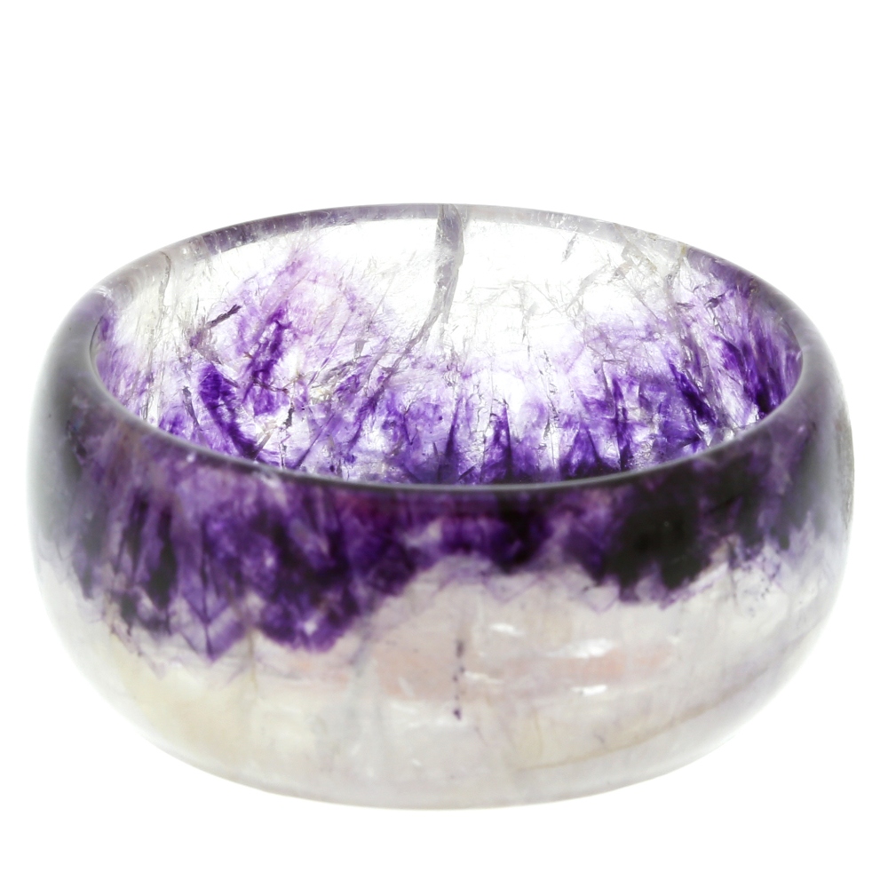 A small Blue John bowl Of squat circular form with an undulating band of violet veining on a '