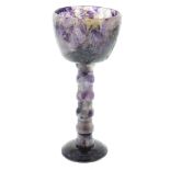 A Blue John chalice or goblet. Treak Cliff Blue Vein The rounded funnel bowl, of mottled hues from